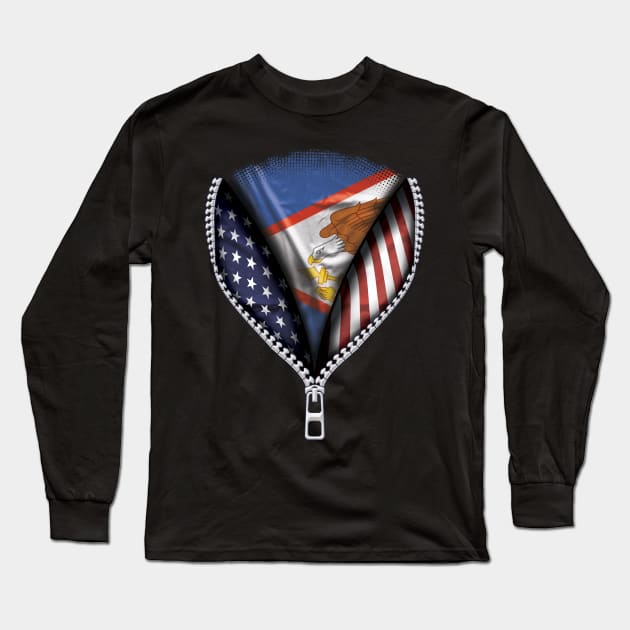 Australian Samoan Flag  Australian Samoa Flag American Flag Zip Down - Gift for Australian Samoan From Australian Samoa Long Sleeve T-Shirt by Country Flags